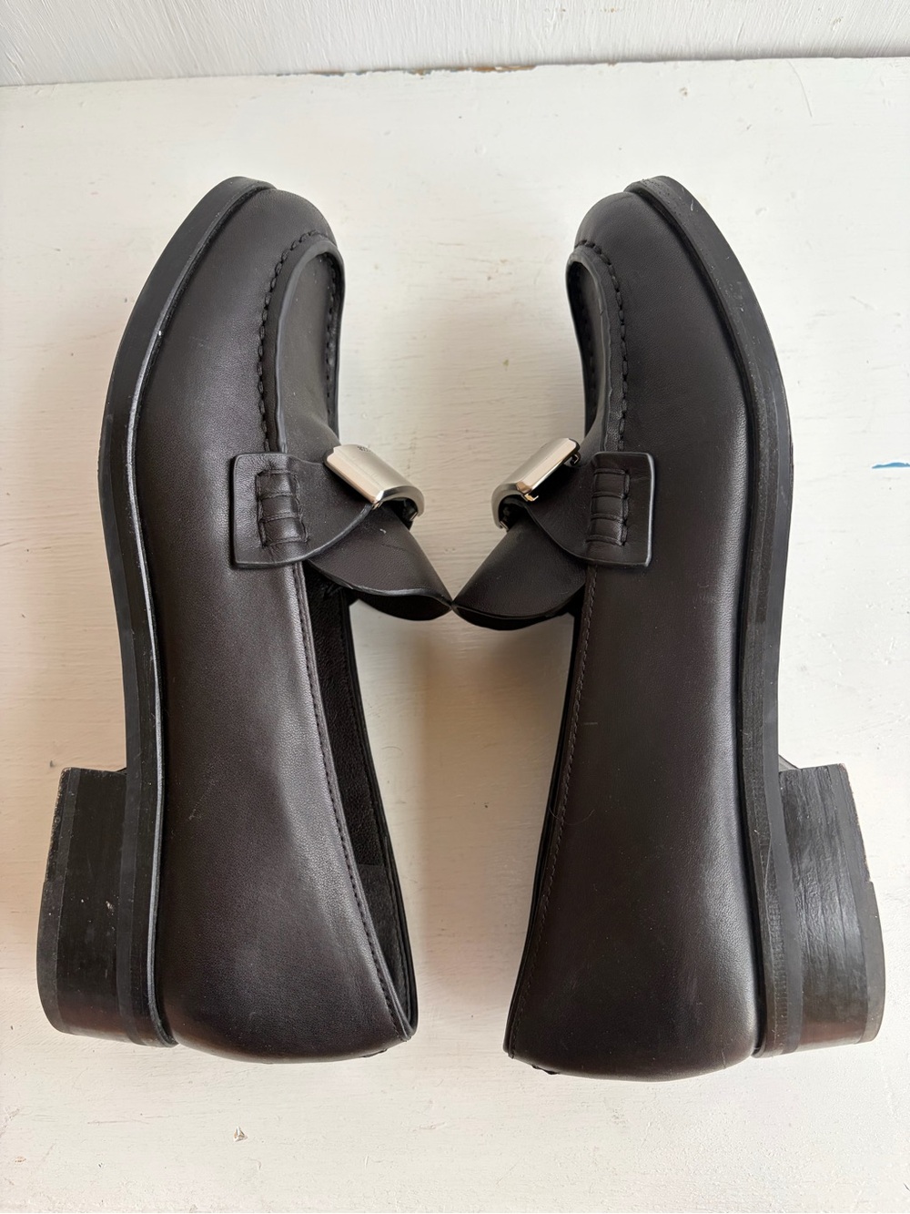 rag & bone Canter Black Leather Loafers – Metal Buckle - Picture 6 of 11